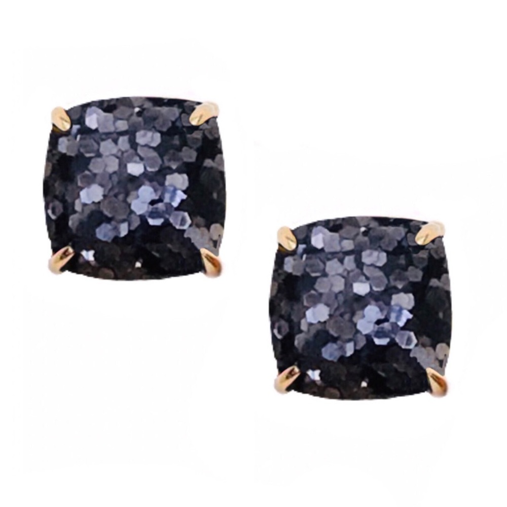 KATE SPADE • Black Squared Away Glitter Earrings